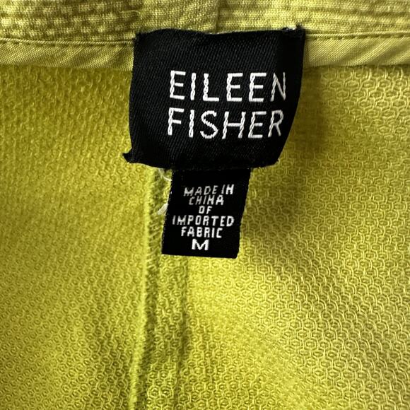 Eileen Fisher Pants Womens Medium Green Textured Cotton Stretch Side Zip Cropped - Picture 6 of 15